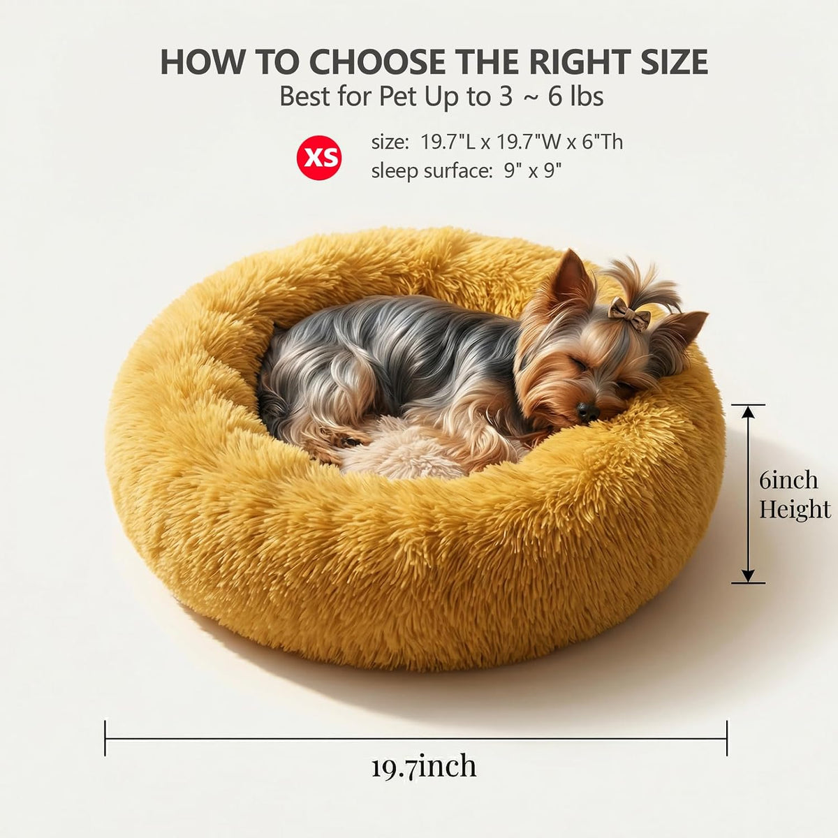 nononfish Puppy Bed for Small Dogs,Soft Calming Donut Bed