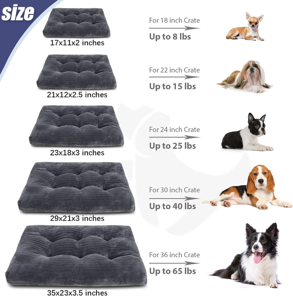 KSIIA Washable Dog Crate Bed Kennel Mat for Small Dogs,21 x 12 Inch,Gray
