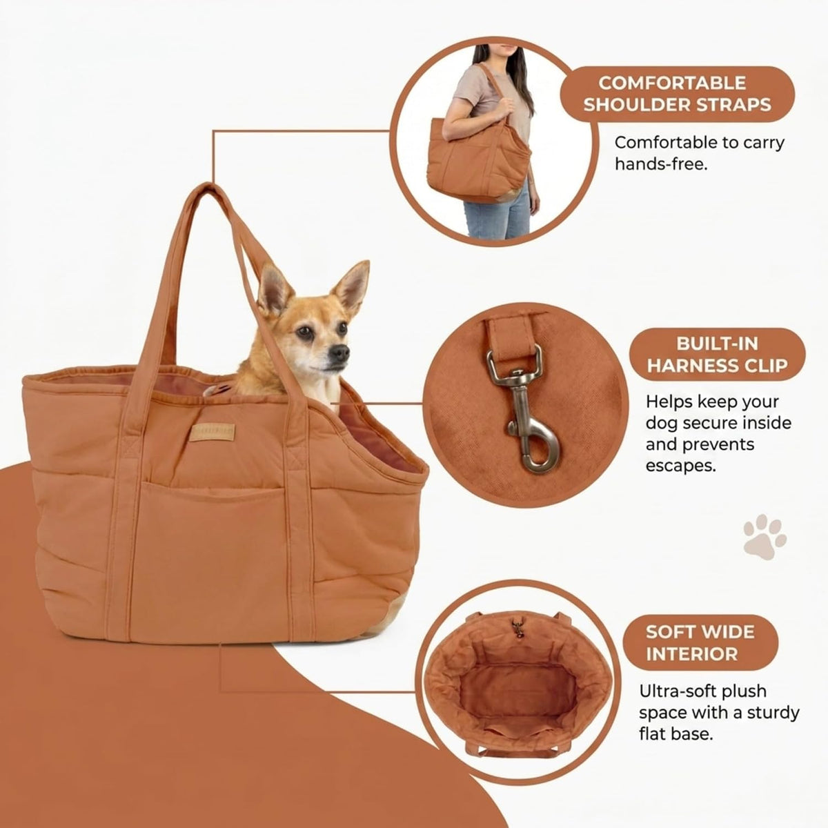 Plush Dog Purse Carrier for Small Dogs, Soft Tote, Brown