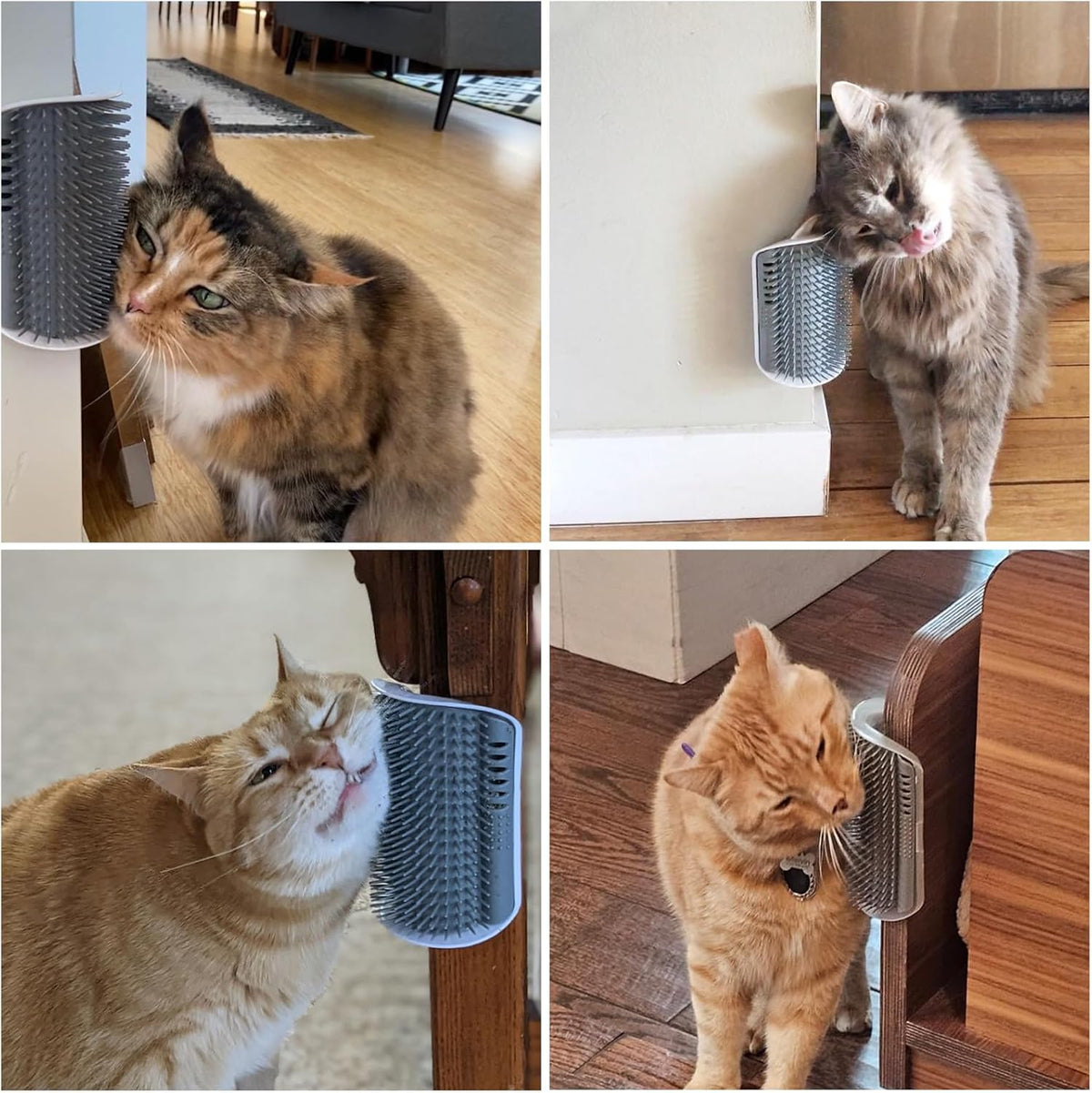 Kingtree Cat Wall Scratcher Self Groomer with Catnip, 2PCS Softer Cat Corner Brush Face Scratchers, Wall Corner Groomer Self Grooming Massage Combs for Long & Short Fur Cats 