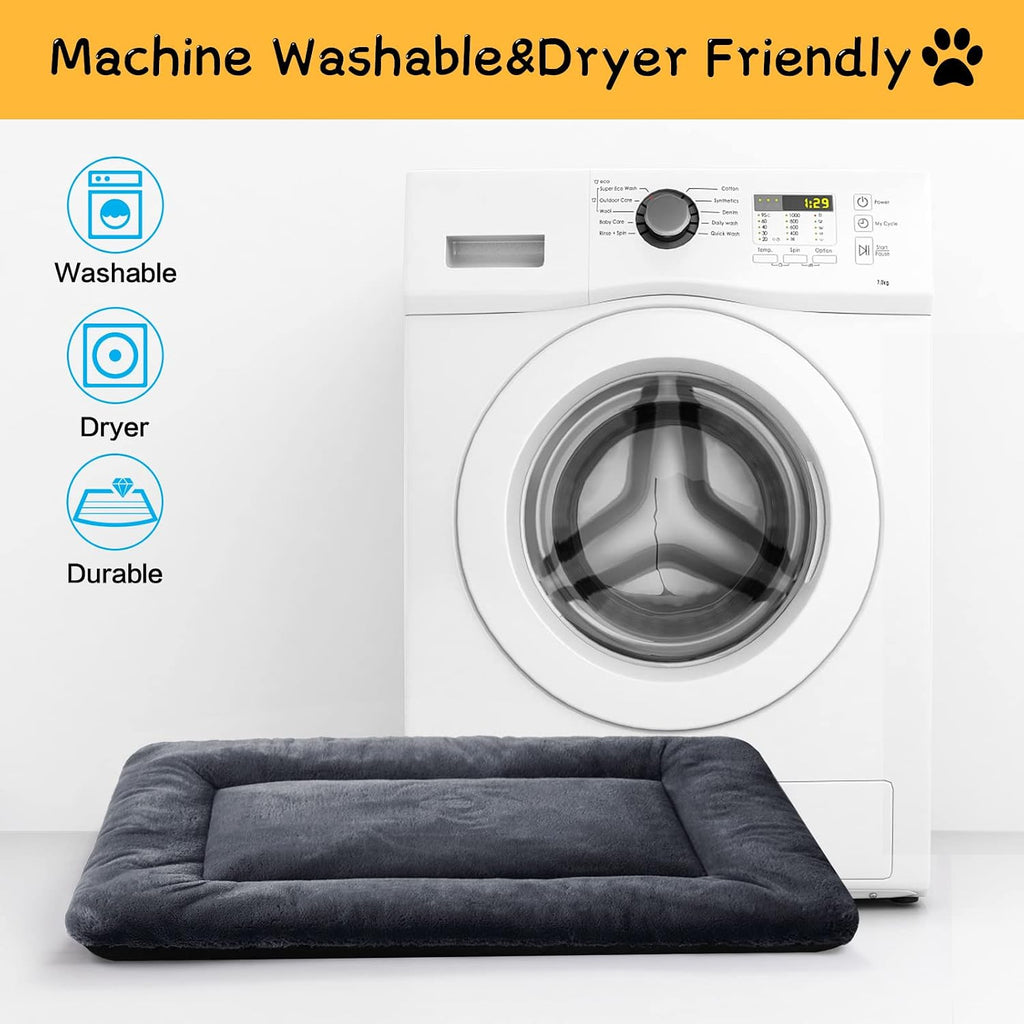 Dog Crate Pad Washable Dog Bed for Crate Large Cozy Mat 42-Inch Dark Gray