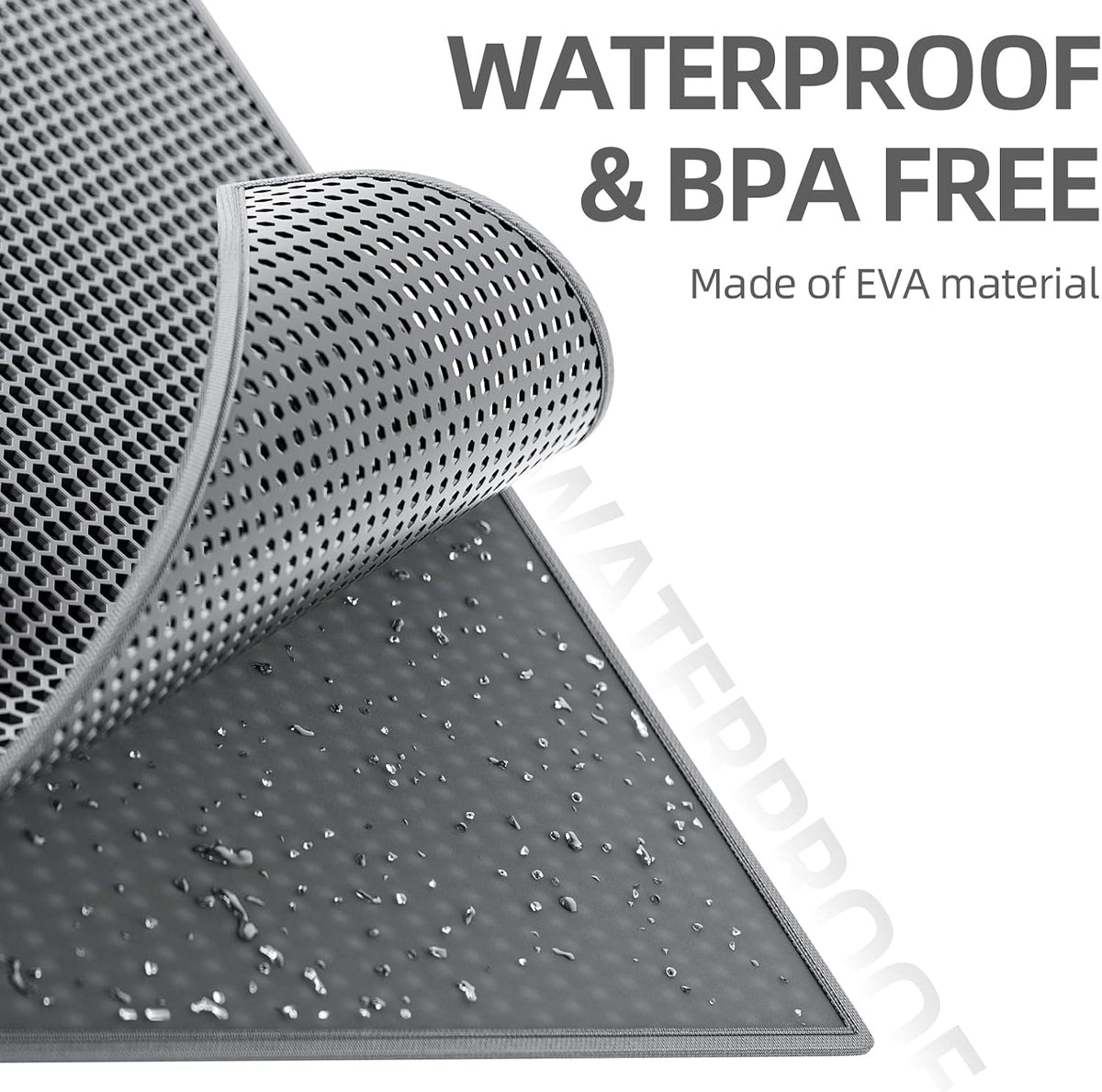 ESTHELLO Cat Litter Mat Honeycomb Double Layer Design 36’’ x 30’’ Gray