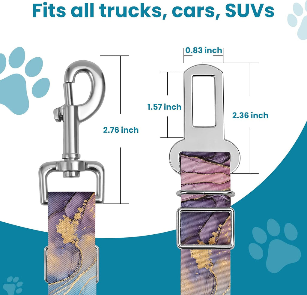 Adjustable pet cat and Dog car seat Belt，The Lanyard is Flexible and Adjustable from 20 to 33 inches(Light Luxury Marble)