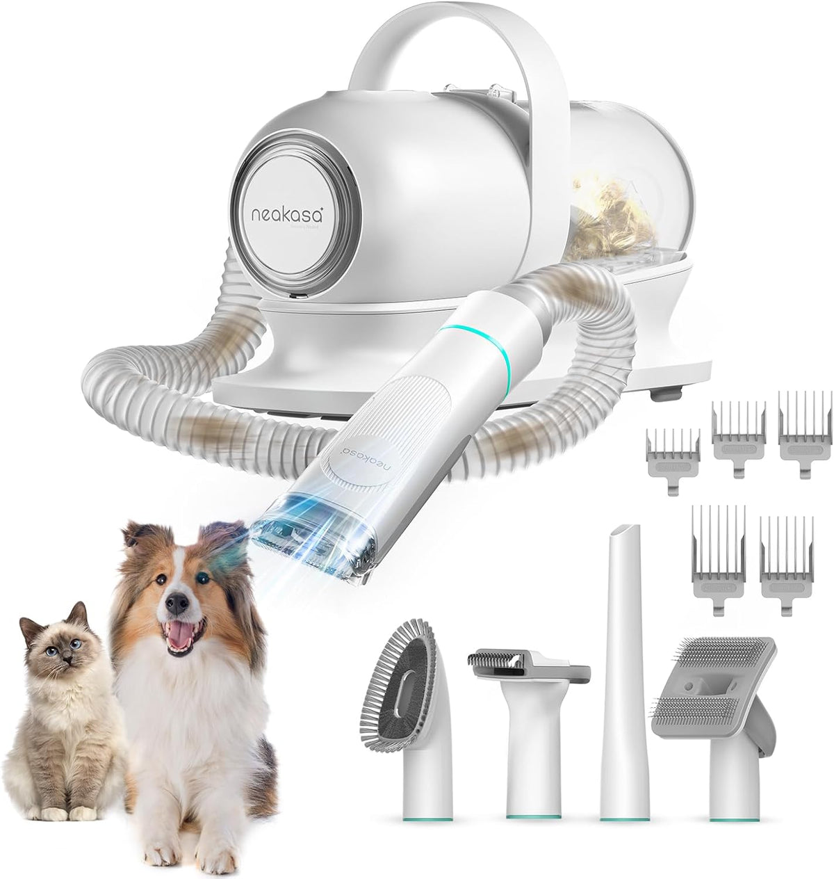 Neakasa P1 Pro Pet Grooming Vacuum Suction 99% Pet Hair, Dog Grooming Kit with 5 Professional Grooming Shedding Tools for Dogs Cats and Other Animals