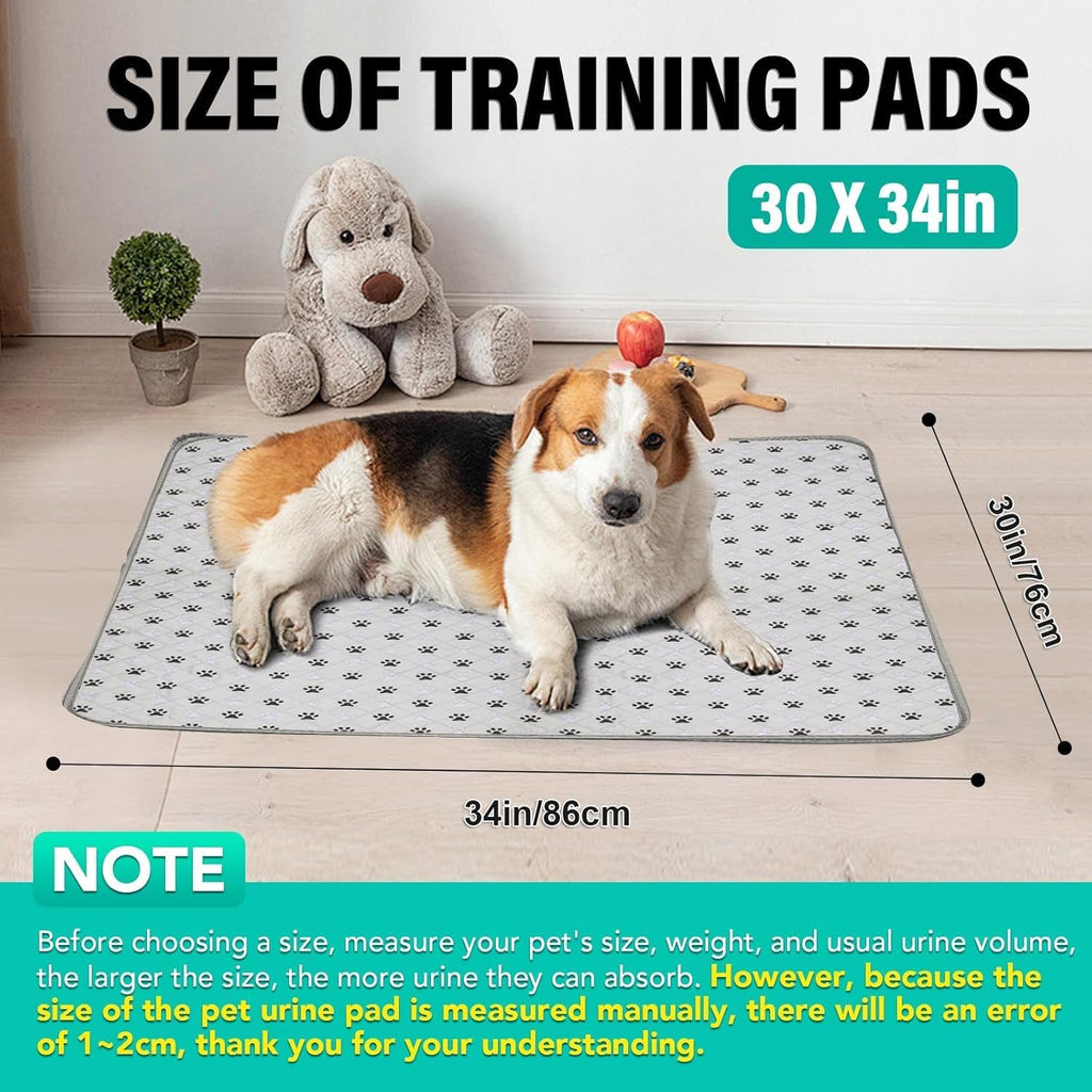 FUWERY Washable Pee Pads for Dogs ,30"X34", Grey, 2 Packs | Thick Heavy Absorbency, Reusable, Prevent Leakage, Non-Slip Pee Pads for Puppy Playpen, Potty Training