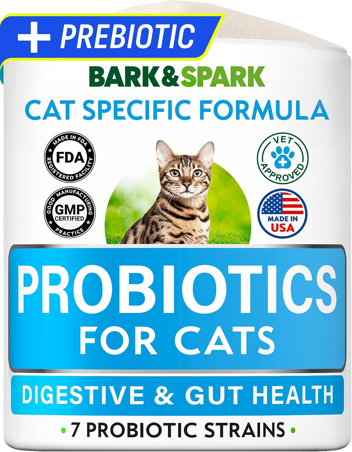 BARK&SPARK Cat Probiotic Powder, 108 Servings – Digestive Health Support