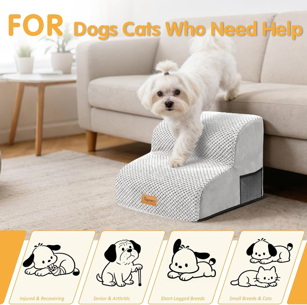 Topmart High Density Foam Pet Steps 2 Tiers,11.8" High,Non-Slip Dog Stairs