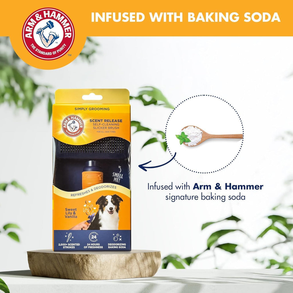 Arm & Hammer Deodorizing Slicker Dog Brush, Sweet Lily & Vanilla, 2-Pack