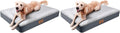 Sunheir Orthopedic Dog Bed for Large Dogs - Big Waterproof Dog Crate Bed with Removable Washable Cover, Egg Crate Foam Support, Anti-Slip Bottom, Deluxe Plush Pet Bed Mat (Grey) (Pack of 2)