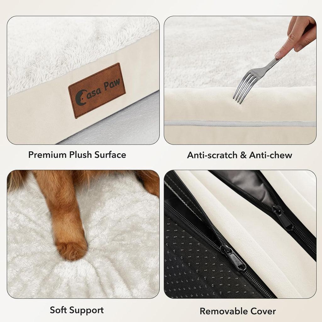 Orthopedic Washable Dog Bed for Extra Large Dogs, 53x42in, Beige