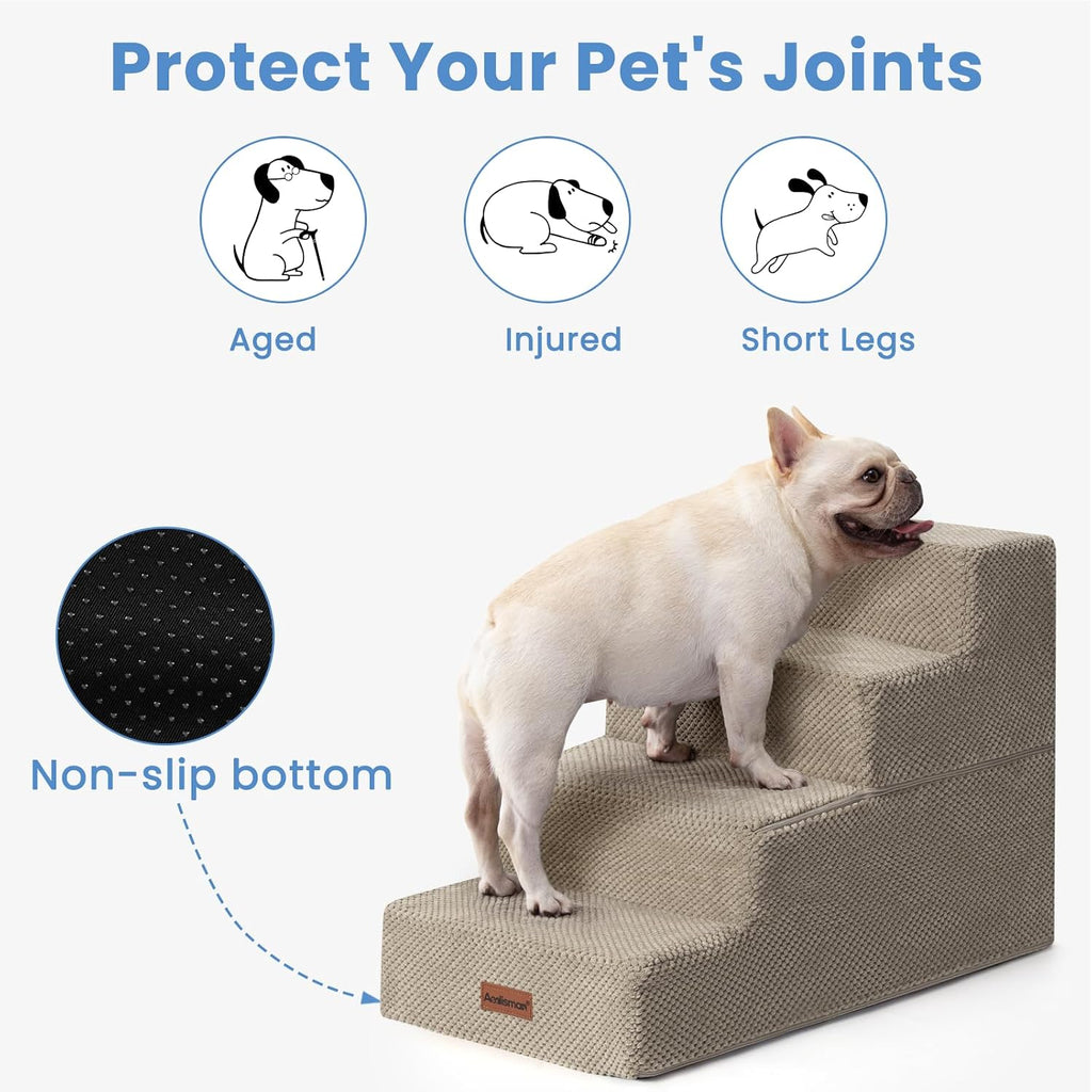 Aodisman Dog Steps for Bed & Couch,18.5" H 4-Step Pet Stairs for Small Dogs