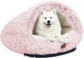 YooxArmor Round Covered Cat Bed Cave Dog Bed for Small Medium Pets,Pink,M