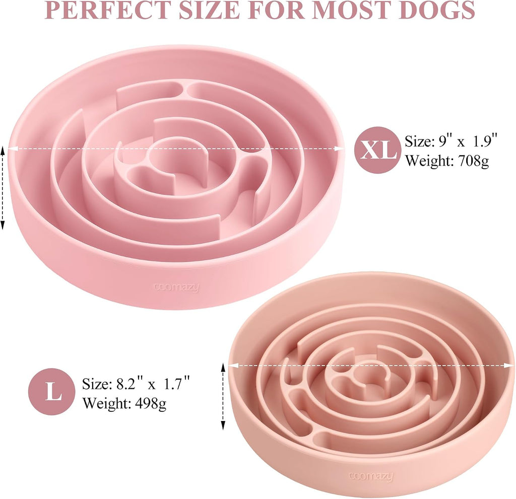 Coomazy Extra Large Slow Feeder Bowl, Silicone Dog Bowl with Suction Cups