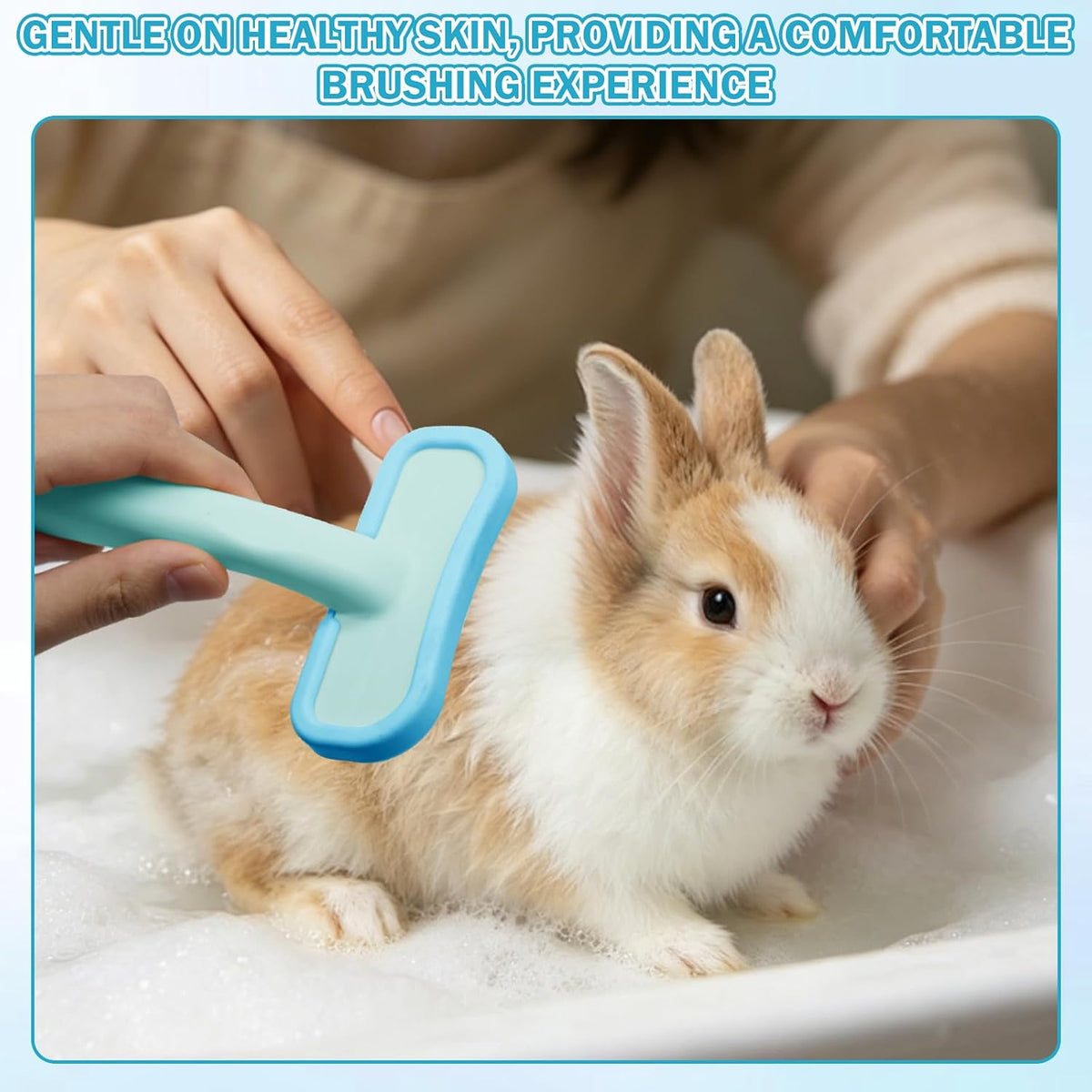 1Pcs Rabbit Bunny Soft Brush, Practical Brush for Rabbits Grooming, Soft Silicone Small Animal Massage Comb, Bunny Grooming Kit Supplies Suitable for Cats Puppies & Other Pets(Blue)