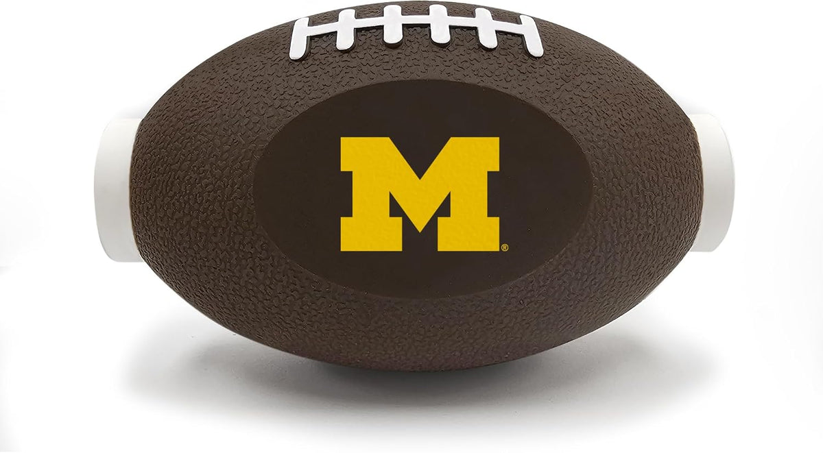Pets First NCAA Michigan Wolverines Football Treat Dispensing Toy for Dogs and Cats, Rubber Ball Pet Toy, Interactive Fun Doggie Treat Toy, Natural Rubber Feeding Toy (MI-3622)