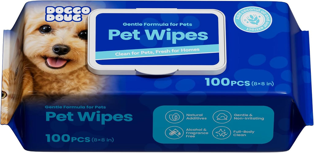 Hypoallergenic Pet Wipes for Dogs and Cats, 100 Count Unscented Dog Wipes