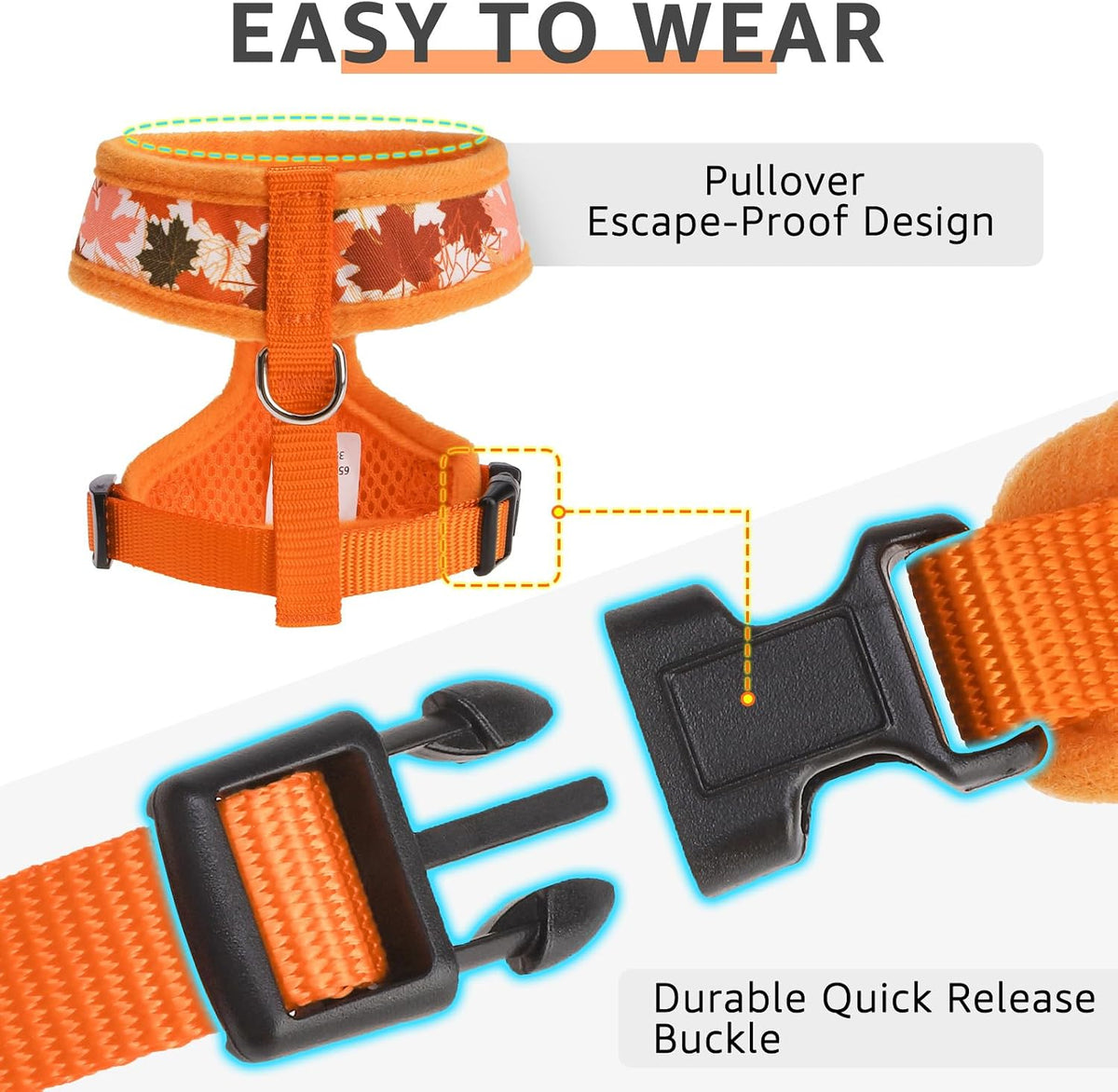 SCENEREAL Fall Dog Harness and Leash Set for Small Dogs