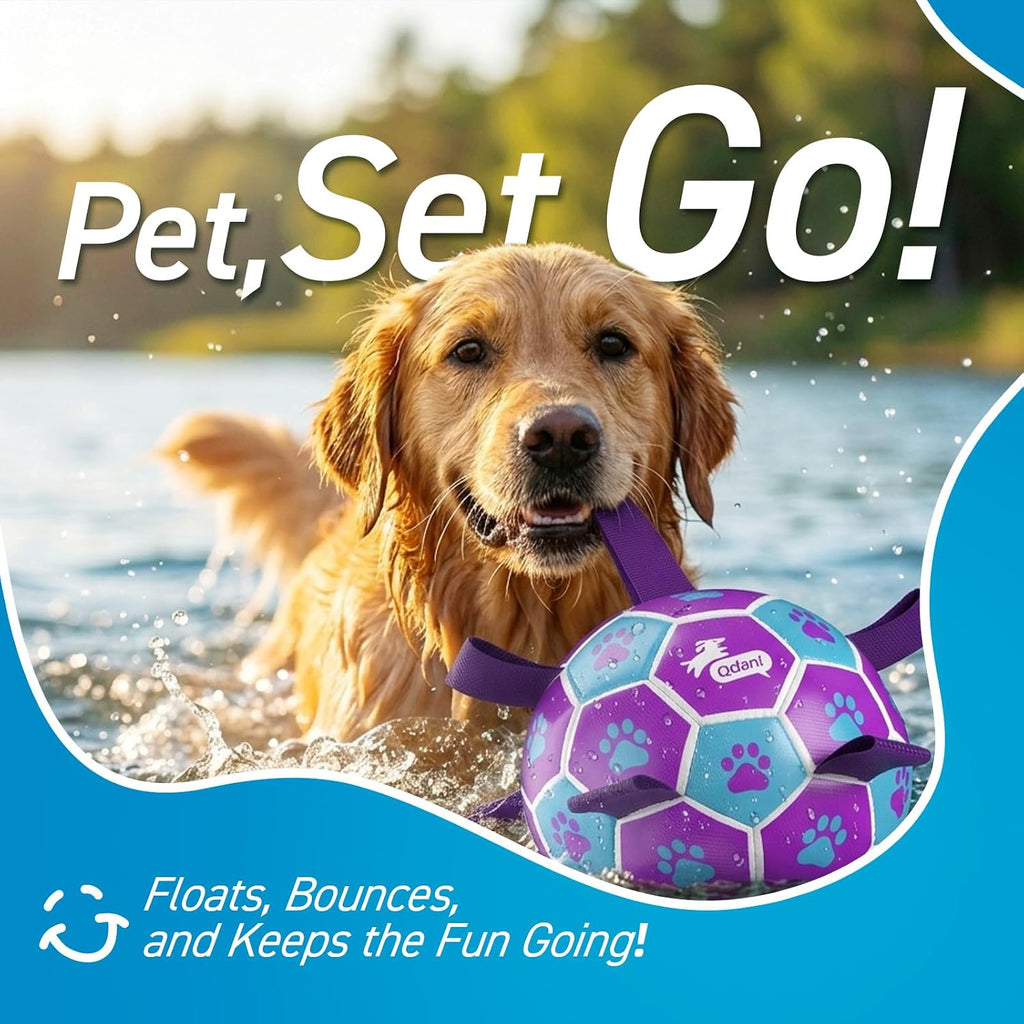 QDAN Big Dog Toys, Large Herding Ball for Dogs Large, Outoor Soccer | 9 Inch Soccer Ball with Tabs for >90 lbs Dogs, Durable Balls for Aggressive Chewers, Herding Ball to Keep Them Busy, Purple