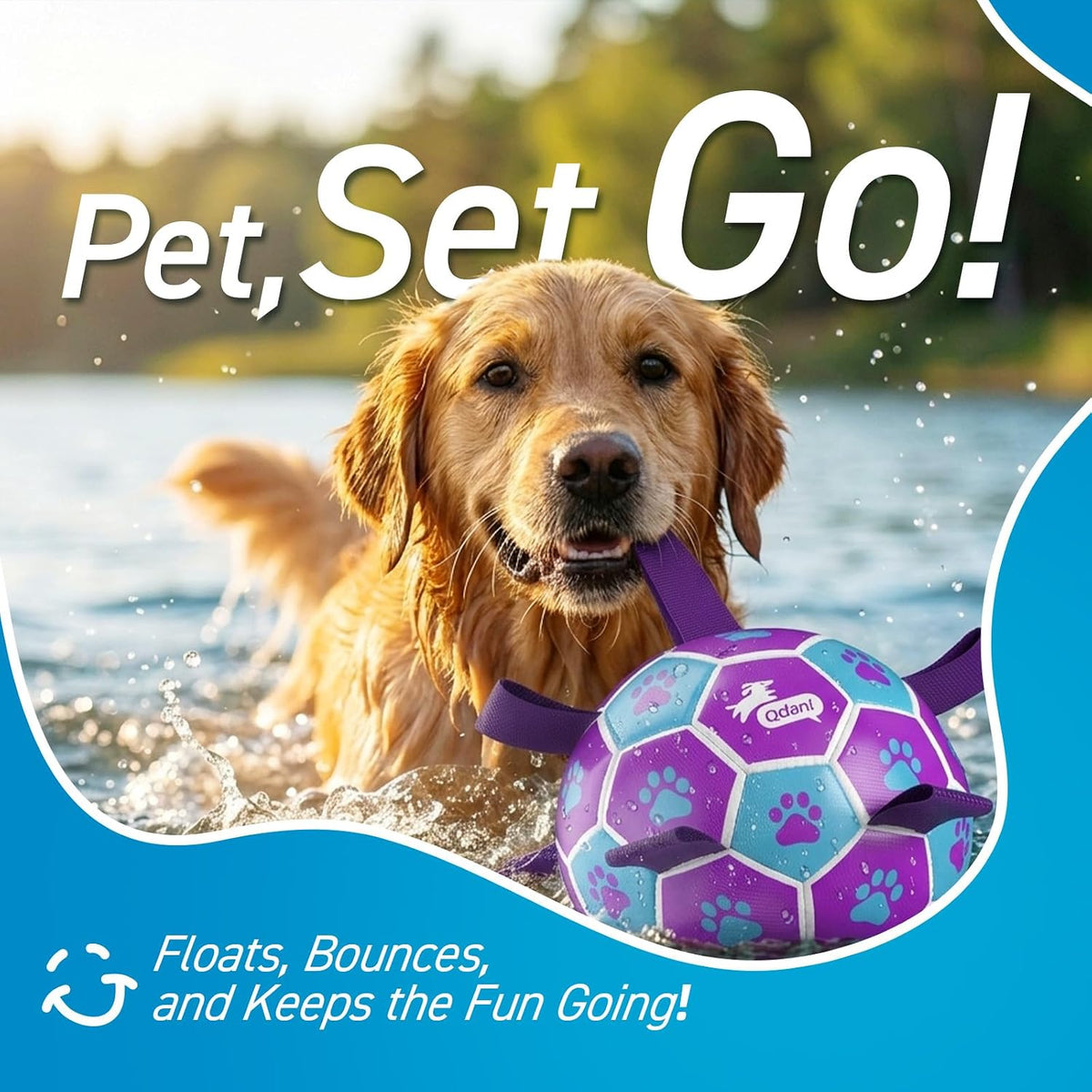 QDAN Big Dog Toys, Large Herding Ball for Dogs Large, Outoor Soccer | 9 Inch Soccer Ball with Tabs for >90 lbs Dogs, Durable Balls for Aggressive Chewers, Herding Ball to Keep Them Busy, Purple