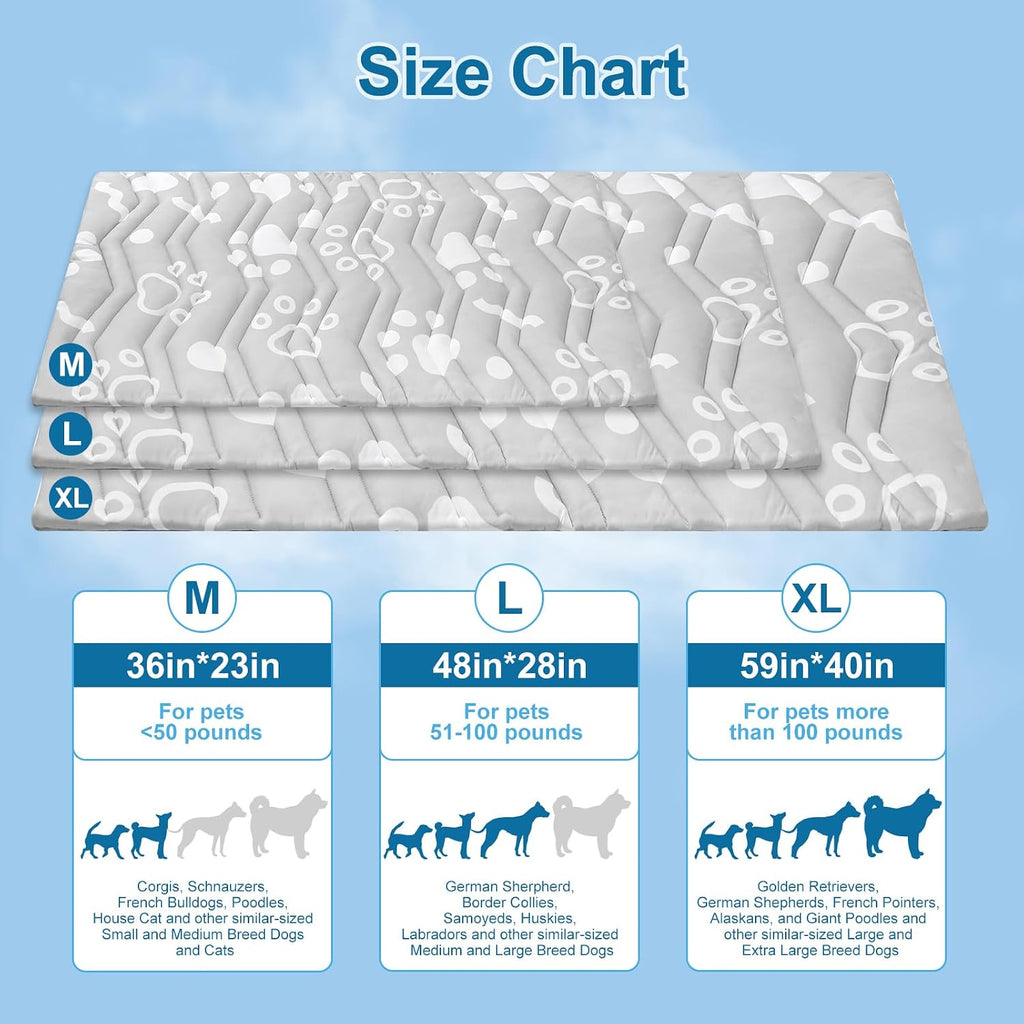 BEAUTYZOO Cooling Mat for Medium Dogs, 36x23in Reversible Pad, Self-Cooling
