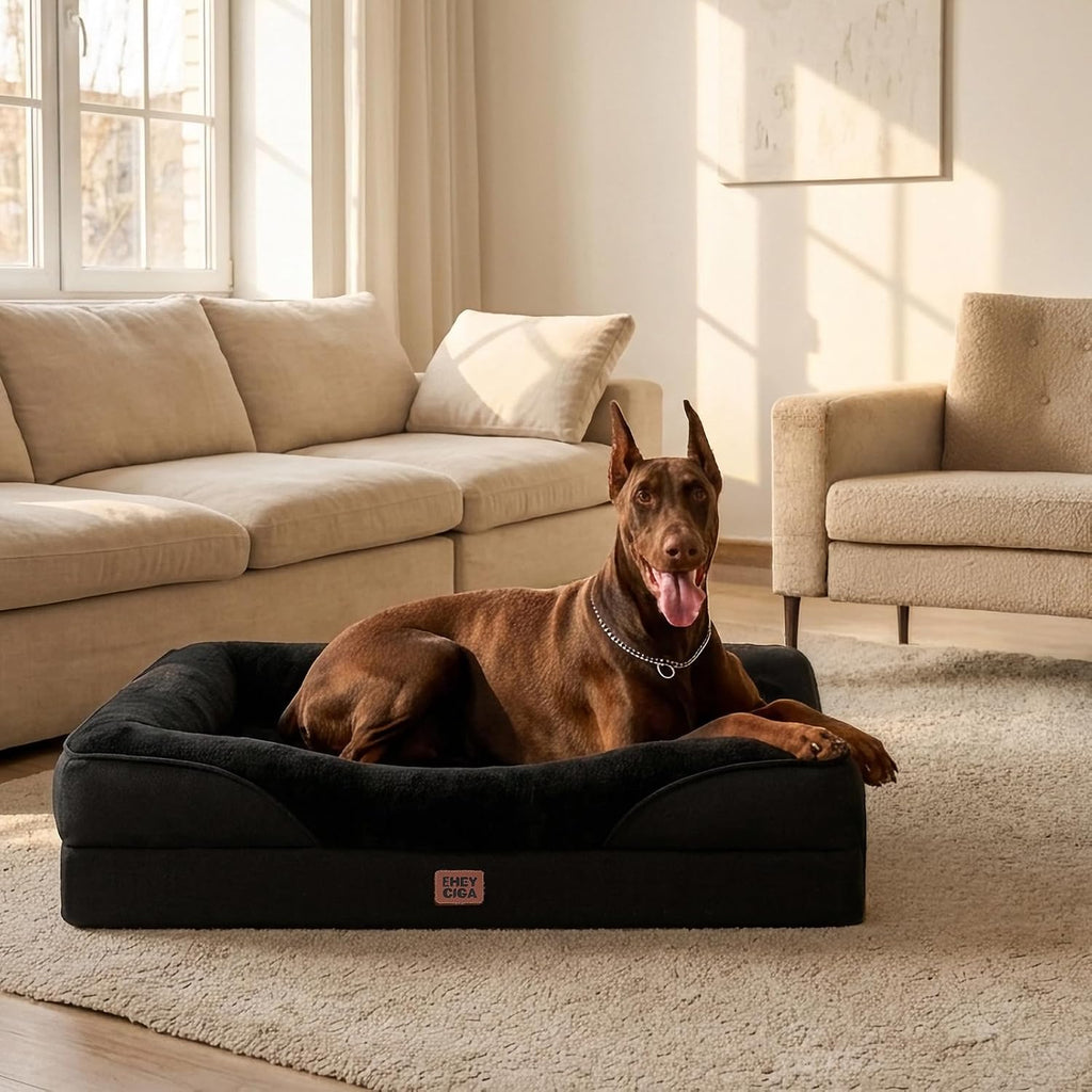 EHEYCIGA Orthopedic XL Dog Bed for Large Dog, Memory Foam Dog Couch, Black