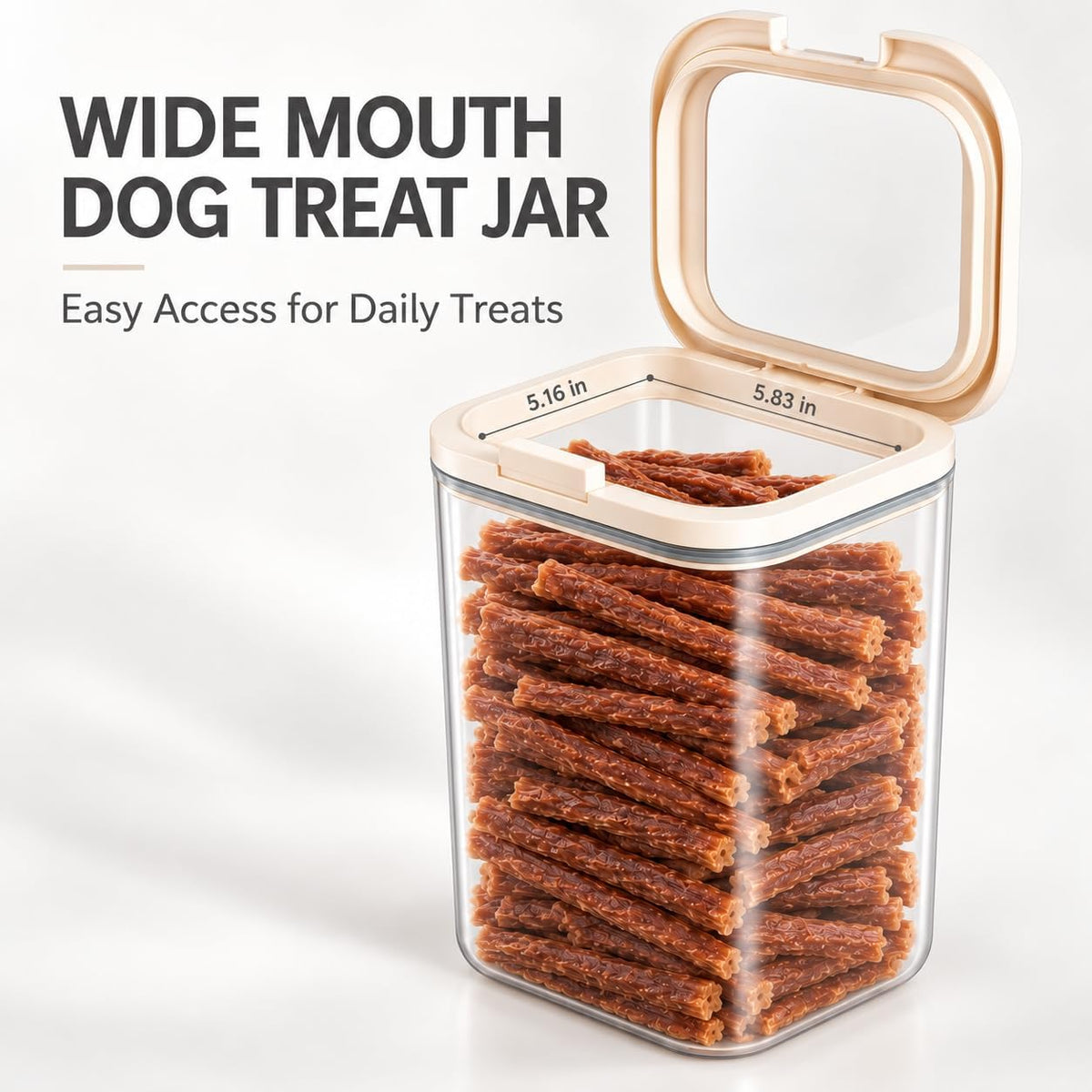LivLab Mker Pet Treat Container, 5.28QT, One-Handed Open, Clear, Stackable