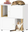 Double Cat Litter Box Enclosure, Litter Box Cabinet for 2 Cats, Hidden Cat Litter Box Furniture, Dog-Proof Litter Box Enclosure with Cats Scratching Post, Suitable for Most Litter Boxes