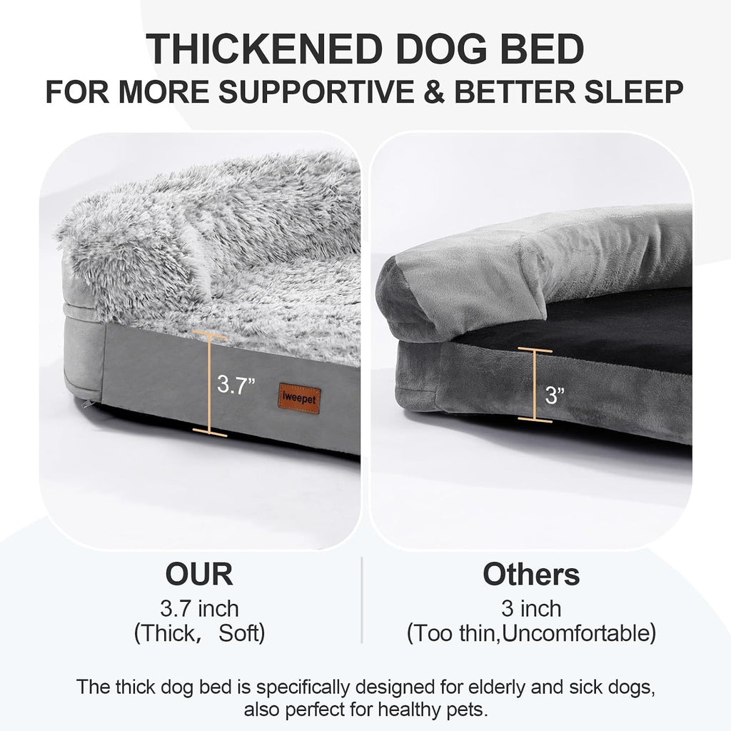 iweepet Fluffy Orthopedic Dog Beds for Jumbo & Giant Dogs,53'' Grey