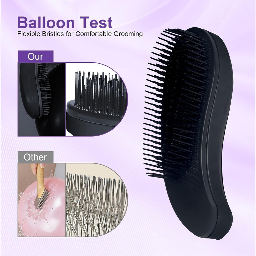 Small Dog Brush, Skin-friendly Soft Bristles (Black) | Puppy Hair Brush, Massage and Bath Supplies, Pet Grooming Tool for Teddy, Yorkies, Maltese, Shih Tzu, Chihuahua