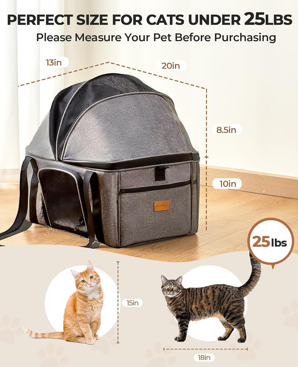 BurgeonNest Top-Expandable Cat Carrier with Semi-Open Canopy, Up to 25 lbs