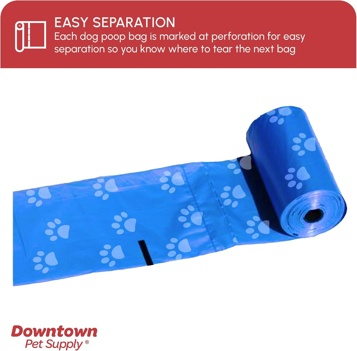 Downtown Pet Supply Poop Bags for Dogs with Dispenser, 180 Count - Leak-Proof Dog Waste Bags and Bone-Shaped Dog Poop Bags Holder for Leash - Rainbow with Paw Prints, 12.5" x 8.5"