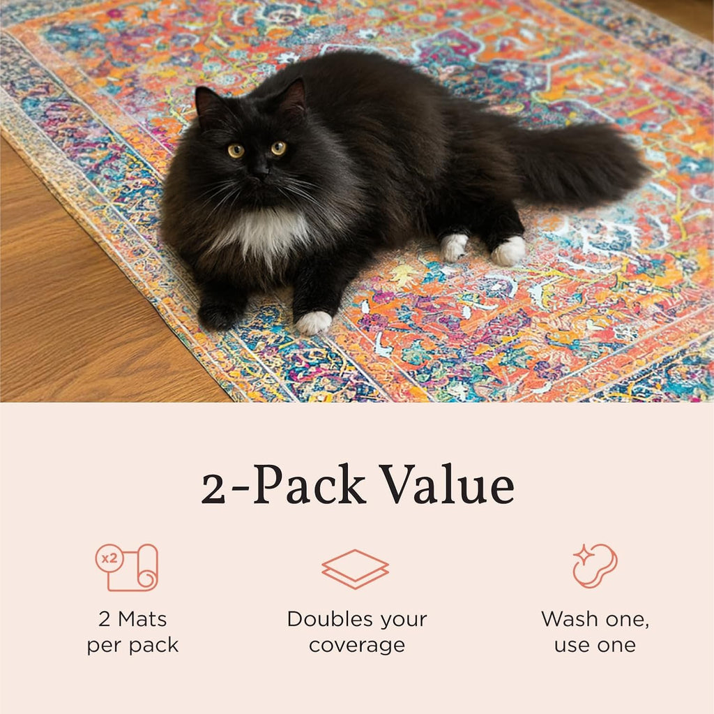 Lovewag Cat Litter Mat, Litter Box Mat, Sage Forest, 36x48, 2 Pack | Washable litter mat cover, kitty litter mat & cat mat for litter box, litter trapping mat, prevents tracking, multi-cat