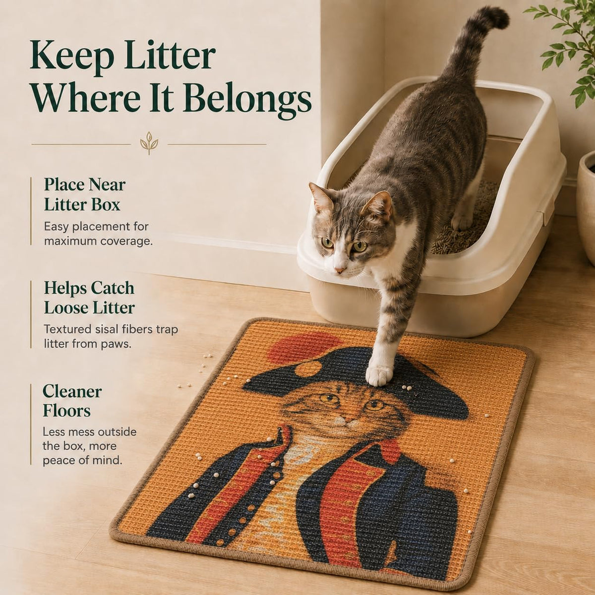 Art Sisal Cat Scratcher Mat, Cat Wall Scratchers for Indoor Cats