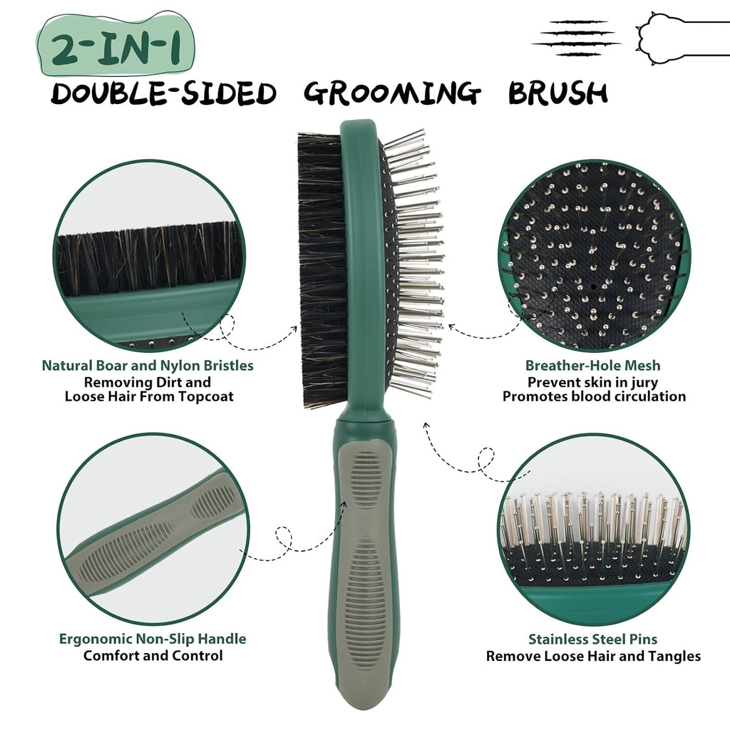 2PCS Pet Grooming Brush and Deshedding Comb Tools for Dogs Cats
