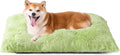EHEYCIGA Fluffy Dog Crate Bed for Large Dogs, Plush Faux Fur Pad, Green