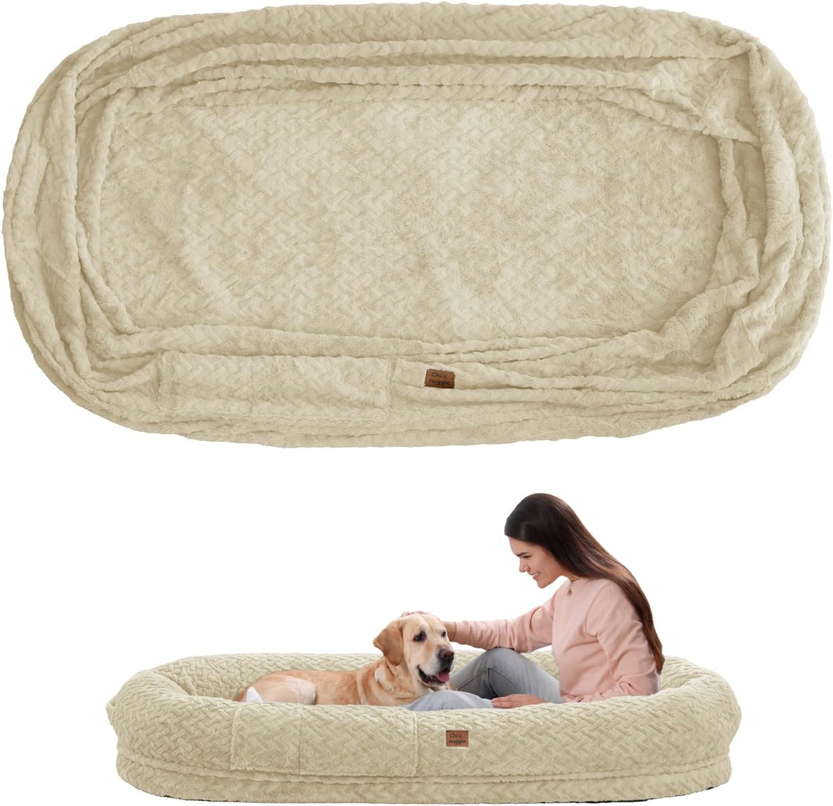 ChiXnuggle Faux Fur Washable Human Dog Bed Cover（Only Human Dog Bed）