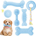 Puppy Toys, 6 Pack Dog Chew Toys for Puppy, Cute Blue Small Dog Toys, Teething Toys for Puppies, Soft Durable Interactive Chew Toy for Small Dogs