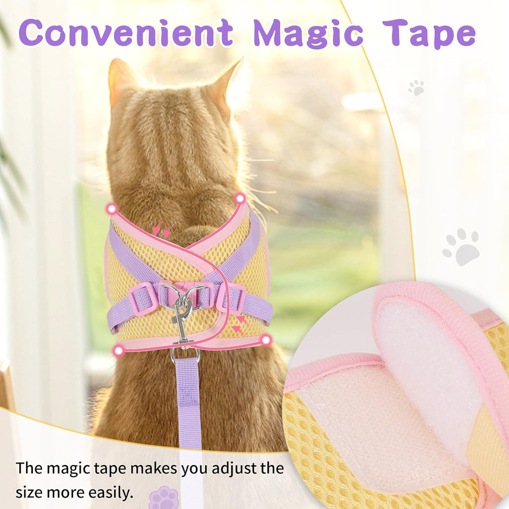 Cat Harness and Leash Set, Escape Proof Soft Vest Walk Purple S