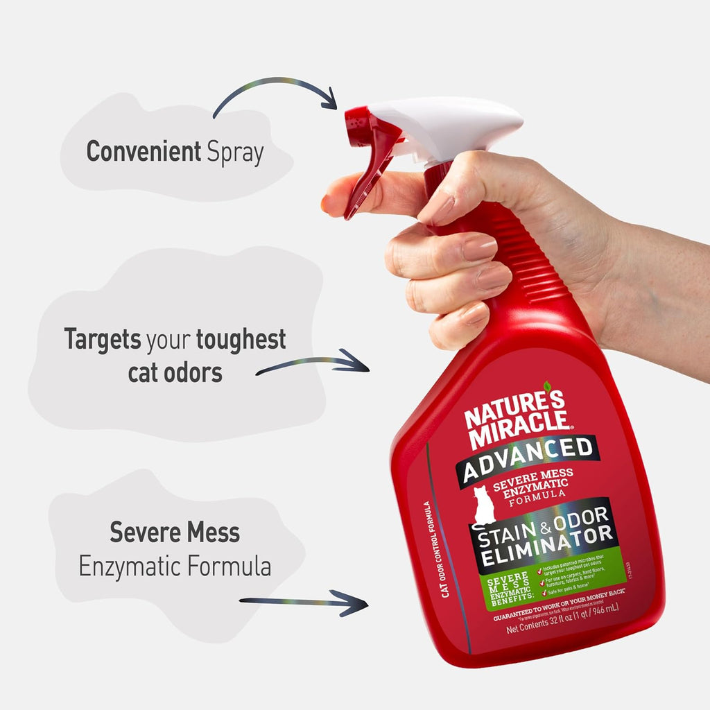 Nature’s Miracle Advanced Cat Stain & Odor Eliminator, Severe Mess, 32 oz