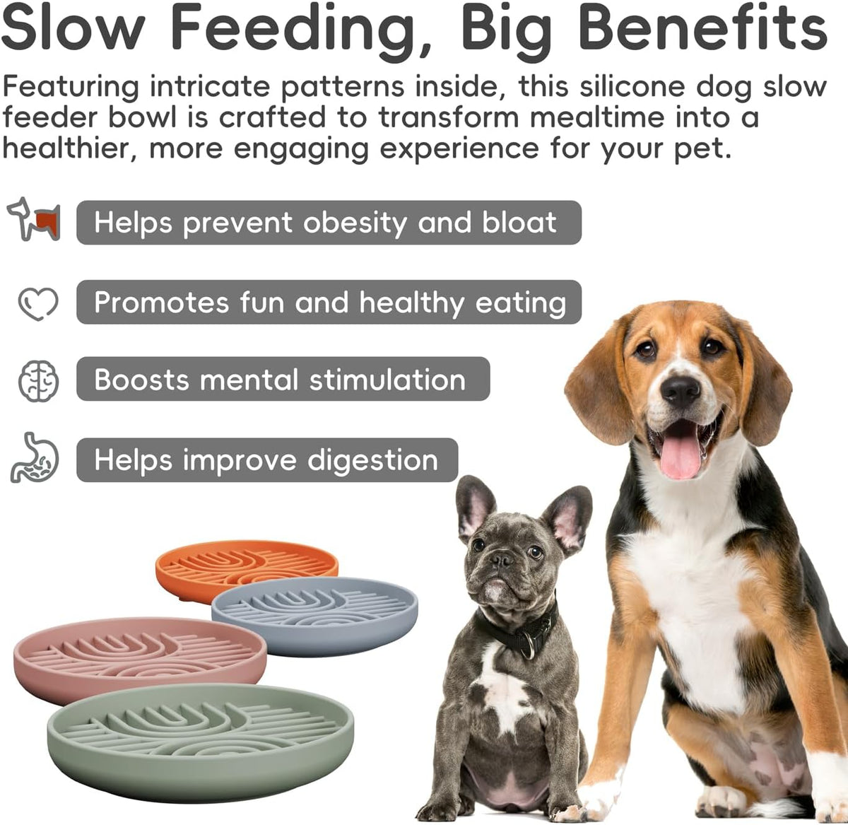 Slow Feeder Dog Bowl, Silicone Puzzle Bowl With Suction Cups for Dogs & Puppies, Anxiety Relief, Slow Eating, Dishwasher Fit, All Breeds, Green