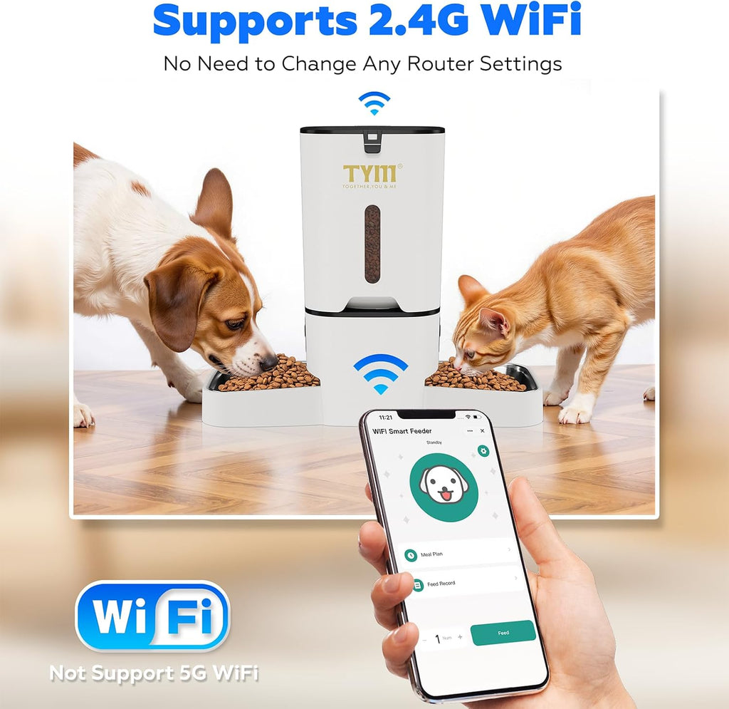 Dual Automatic Cat Feeder 7L WiFi Dry Food Dispenser for 2 Cats Muti Pets
