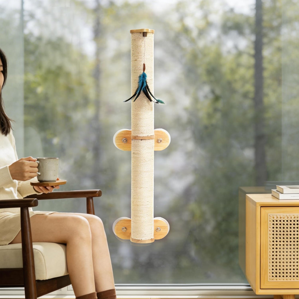 Lulu's World 32" Wall Mounted Cat Scratcher Post with 4 Suction Cups
