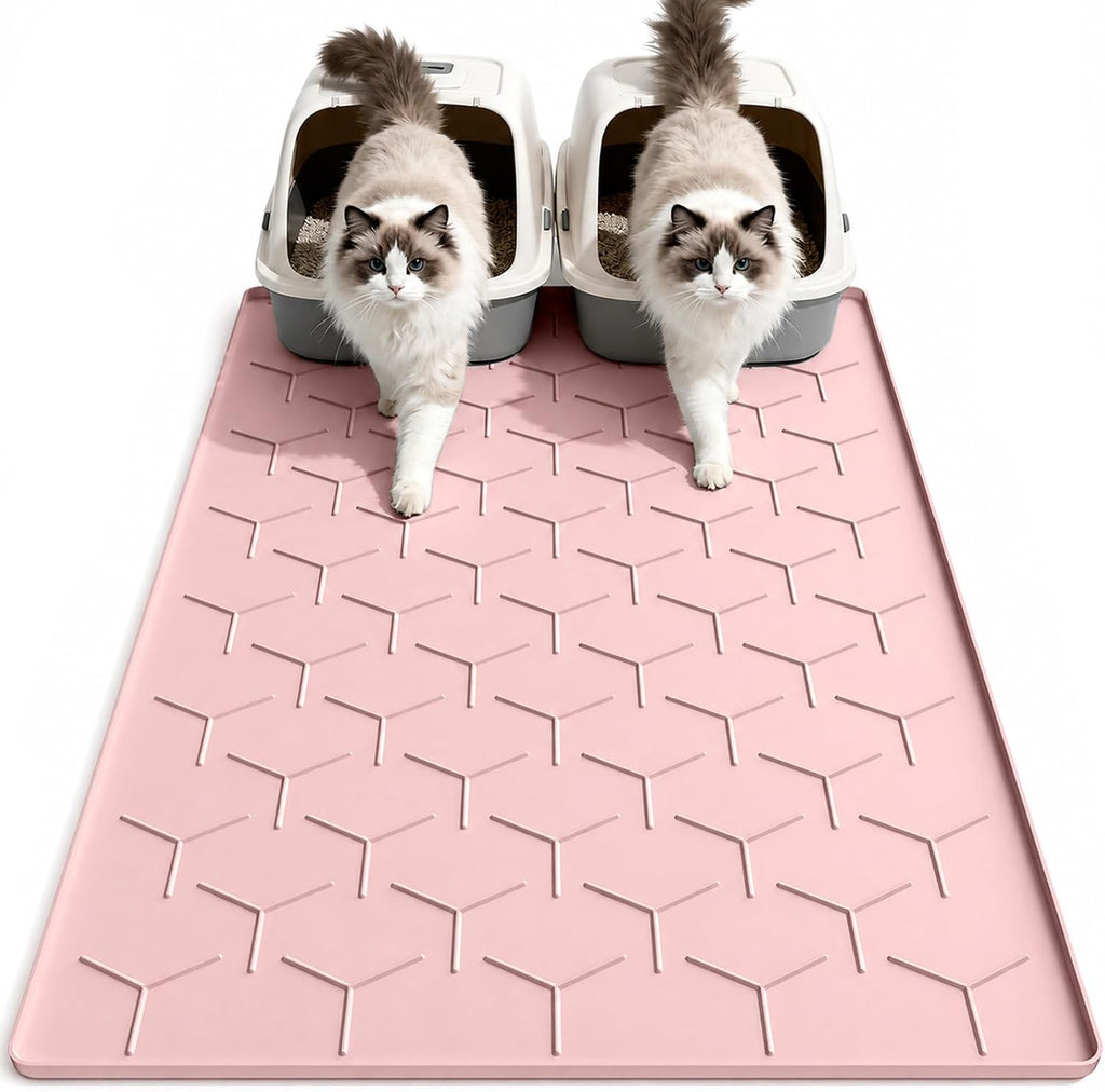 Garoopion Silicone Cat Litter Mat Large 40" X 28", Easy to Clean, Pink