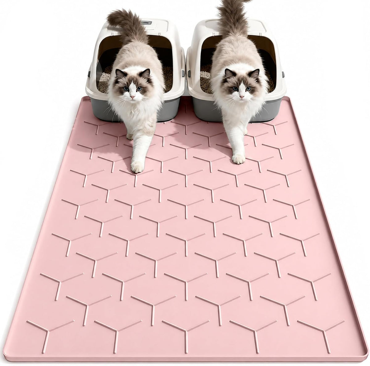 Garoopion Silicone Cat Litter Mat Large 40" X 28", Easy to Clean, Pink