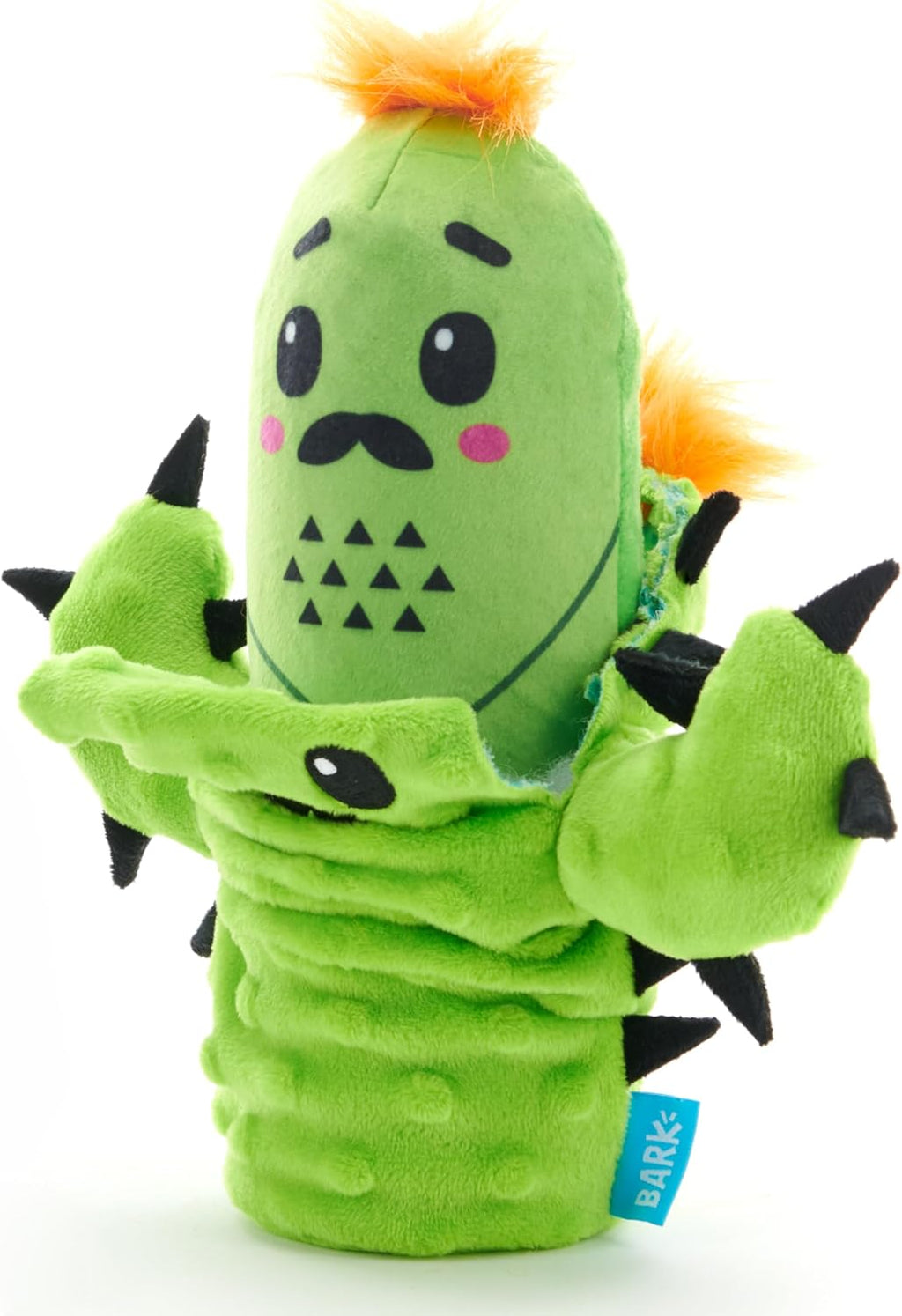 BarkBox 2 in 1 Interactive Plush Dog Toy - Rip and Reveal Toy for Dogs and Puppies - Stimulating Squeaky Pet Toys | Prickly Pete (Small)