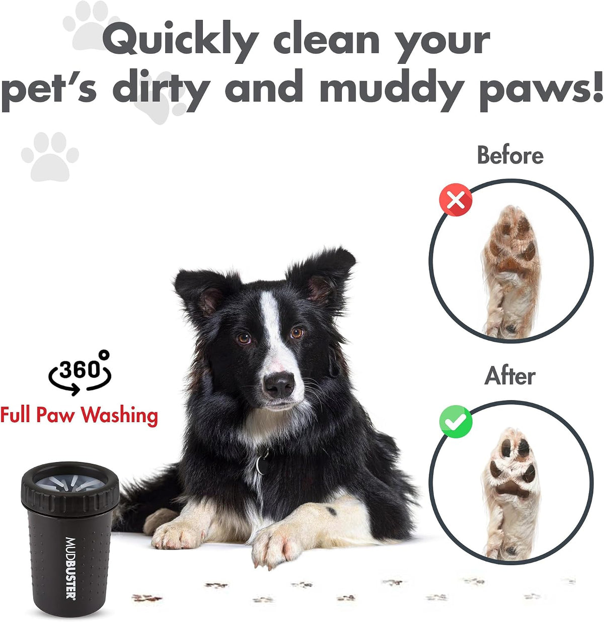 Dexas Medium Dog Paw Cleaner, Matte Black - Premium Quality Pet Supplies and Dog Accessories - Easy to Use and Clean MudBuster for Dogs - Patented Product - BPA Free