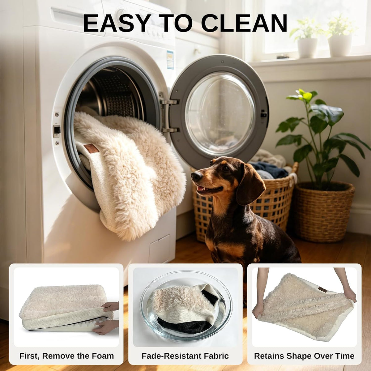 Orthopedic Dog Bed for Small Dogs, Egg Crate Foam, Non-Slip Bottom,Beige