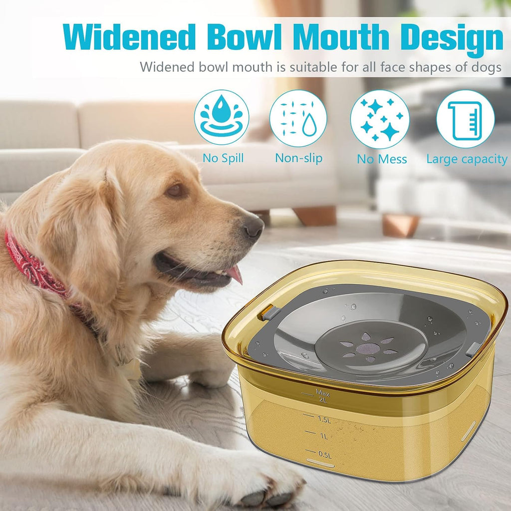 UPSKY 70oz Dog Water Bowl, No Spill Slow Drinking Feeder for Messy Drinker | Large Capacity, Spill Proof, Prevent Pet Prevents Choking, Anti-Slip, Visible Water Level, Suitable for Travel and Car Trips