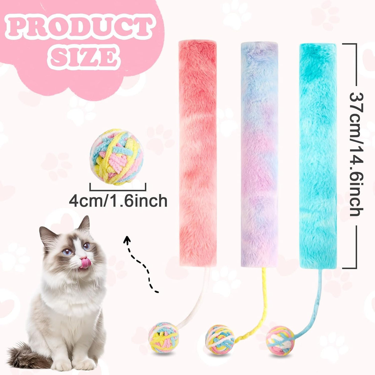 14.6in Cat Kicker Toy Extra Large 3pcs, Catnip Toys with Bell