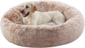 45 in Faux Fur Fluffy Donut Dog Bed for Extra Large Dogs,Brown
